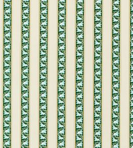 Red Car Stripe Fabric by Morris & Co Forest/Linen Red Car Stripe Fabric by Morris & Co Forest/Linen