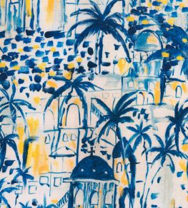 Rhodes Fabric by MINDTHEGAP Indigo Yellow Rhodes Fabric by MINDTHEGAP Indigo Yellow