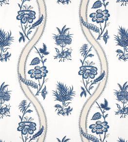 Ribbon Floral Fabric by Thibaut Blue and White Ribbon Floral Fabric by Thibaut Blue and White
