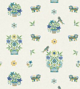 Roar Stitch Wallpaper by GP & J Baker Blue/Green Roar Stitch Wallpaper by GP & J Baker Blue/Green
