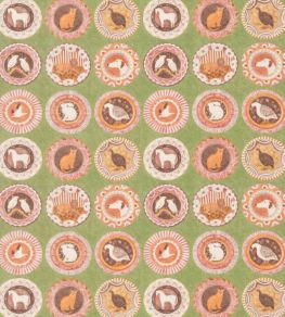 Robina's Dinner Party Fabric by GP & J Baker Green Robina's Dinner Party Fabric by GP & J Baker Green