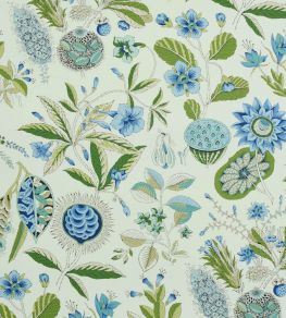 Roca Redonda Wallpaper by Schumacher Blue & Ivory