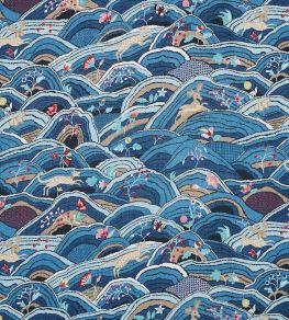 Rolling Hills Fabric by Schumacher Blues