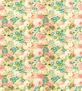 Rose & Peony Fabric by Sanderson Sage/Coral Rose & Peony Fabric by Sanderson Sage/Coral