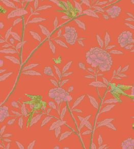Roseberry With Birds Wallpaper by Cole & Son Vermillion Roseberry With Birds Wallpaper by Cole & Son Vermillion