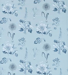 Roseraie Fabric by Clarke & Clarke Denim Roseraie Fabric by Clarke & Clarke Denim