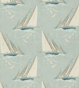 Round The Island Fabric by Mulberry Home Blue Round The Island Fabric by Mulberry Home Blue