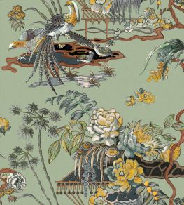 Sacred Pheasants Wallpaper by Coordonne Jade Sacred Pheasants Wallpaper by Coordonne Jade