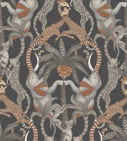 Safari Totem Wallpaper by Cole & Son Ginger & Taupe on Charcoal Safari Totem Wallpaper by Cole & Son Ginger & Taupe on Charcoal
