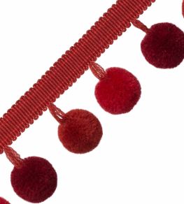 Cirque Pom Pom Fringe Trimming by Samuel & Sons Cherry Cirque Pom Pom Fringe Trimming by Samuel & Sons Cherry