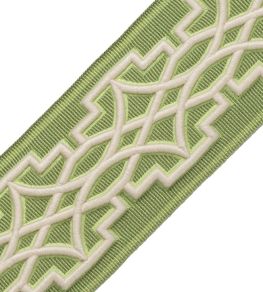Mireille Embroidered Border Trimming by Samuel & Sons Leaf / Emerald Mireille Embroidered Border Trimming by Samuel & Sons Leaf / Emerald