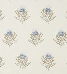Protea Flower Fabric by Sanderson China Blue / Linen Protea Flower Fabric by Sanderson China Blue / Linen