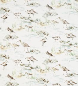 Estuary Birds Fabric by Sanderson Mist/Ivory