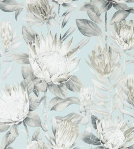 King Protea Wallpaper by Sanderson Aqua/Linen King Protea Wallpaper by Sanderson Aqua/Linen