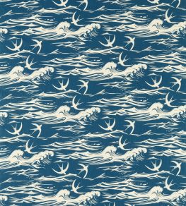 Swallows At Sea Fabric by Sanderson Navy Swallows At Sea Fabric by Sanderson Navy