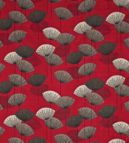 Dandelion Clocks Fabric by Sanderson Red Dandelion Clocks Fabric by Sanderson Red