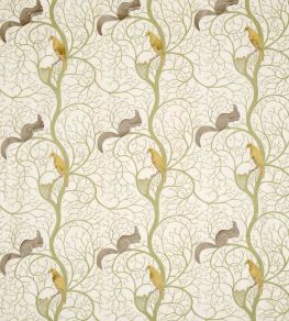 Squirrel & Dove Embroidery Fabric by Sanderson Sage/Neutral Squirrel & Dove Embroidery Fabric by Sanderson Sage/Neutral