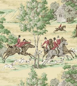Tally Ho Wallpaper by Sanderson Evergreen/Crimson