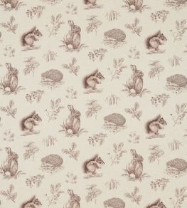 Squirrel & Hedgehog Fabric by Sanderson Walnut/Linen