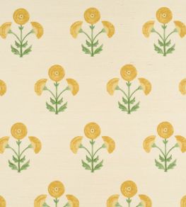 Saranda Flower Sisal Wallpaper by Schumacher Marigold