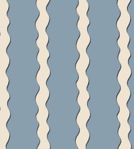 Scroll Stripe Fabric by Parker & Jules Sky Scroll Stripe Fabric by Parker & Jules Sky