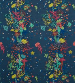 Seaforest Jacquard Fabric by Clarke & Clarke Navy Seaforest Jacquard Fabric by Clarke & Clarke Navy