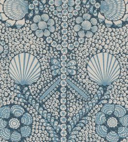 Shell Grotto Outdoor Fabric by Fermoie Blue Shell Grotto Outdoor Fabric by Fermoie Blue