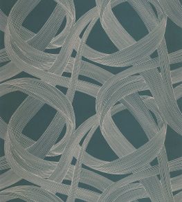 Shimmy Wallpaper by Casadeco Bleu Petrole / Gris