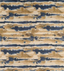 Silver Lining Fabric by Thibaut Indigo and Gold Silver Lining Fabric by Thibaut Indigo and Gold