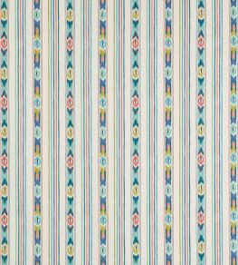 Sitari Stripe Fabric by Jane Churchill Teal/Coral