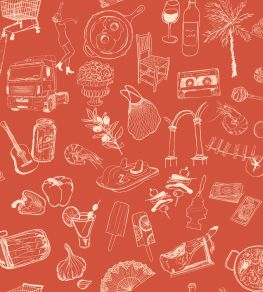 Souvenirs Wallpaper by Tres Tintas Red Souvenirs Wallpaper by Tres Tintas Red
