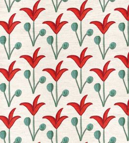 Spring Rhythm Linen Fabric by Ottoline Red Spring Rhythm Linen Fabric by Ottoline Red