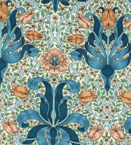 Spring Thicket Fabric by Morris & Co Paradise Blue/Peach Spring Thicket Fabric by Morris & Co Paradise Blue/Peach