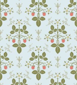 Strawberry Wallpaper by Cole & Son Olive on Print Room Blue