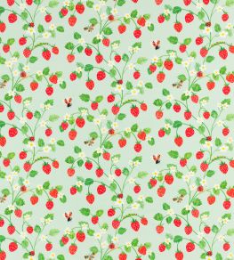 Strawberry Patch Fabric by Villa Nova Green Strawberry Patch Fabric by Villa Nova Green