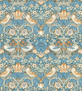 Strawberry Thief Wallpaper by Clarke & Clarke Denim/Spice Strawberry Thief Wallpaper by Clarke & Clarke Denim/Spice