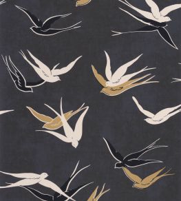 Swallow Wallpaper by Casadeco Noir Reglisse Swallow Wallpaper by Casadeco Noir Reglisse