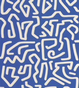 Symbol Wallpaper by Casadeco Bleu Indigo