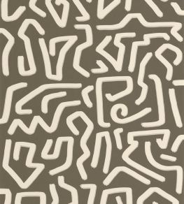 Symbol Wallpaper by Casadeco Kaki Symbol Wallpaper by Casadeco Kaki