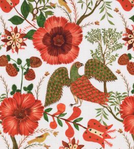 Szekely Folk Fabric by MINDTHEGAP Green Red Szekely Folk Fabric by MINDTHEGAP Green Red