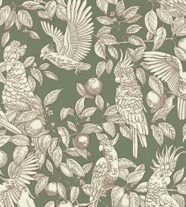 Talk About Cockatoos Wallpaper by Langelid Von Bromssen Sage Green Talk About Cockatoos Wallpaper by Langelid Von Bromssen Sage Green