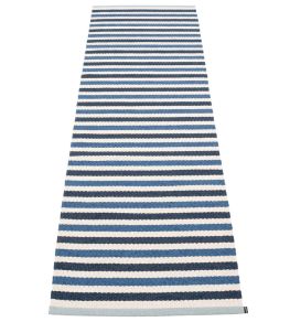 Teo Runner Rug by Pappelina Denim/Dark Blue/Vanilla