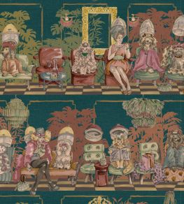 The Parlour Wallpaper by Brand McKenzie Teal Tone