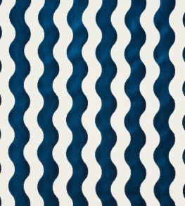 The Wave Velvet Fabric by Schumacher Navy