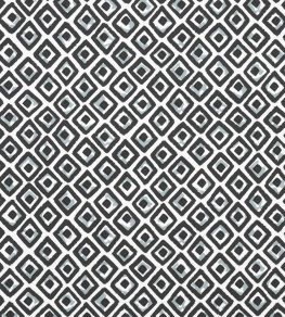 Indian Diamond Fabric by Thibaut Black Indian Diamond Fabric by Thibaut Black