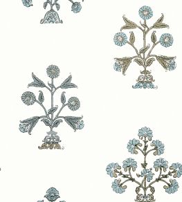 Indian Flower Wallpaper by Thibaut Spa Blue Indian Flower Wallpaper by Thibaut Spa Blue