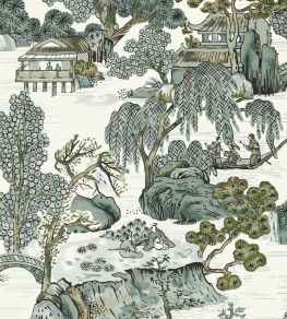Asian Scenic Wallpaper by Thibaut Grey