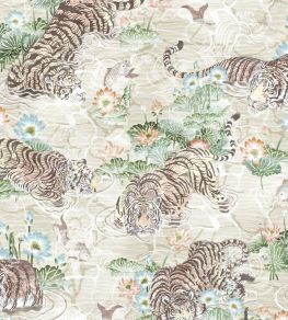 Tiger Lily Wallpaper by Brand McKenzie Linen & Green Tiger Lily Wallpaper by Brand McKenzie Linen & Green