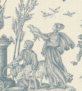 Toile Baptiste Wallpaper by Lewis & Wood Celeste Toile Baptiste Wallpaper by Lewis & Wood Celeste
