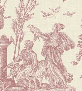 Toile Baptiste Wallpaper by Lewis & Wood Cerise
